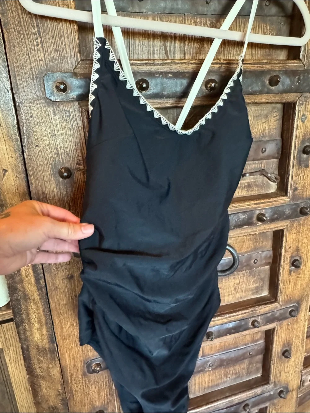 Cupshe Black One-Piece Swimsuit with White Trim